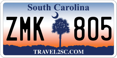 SC license plate ZMK805