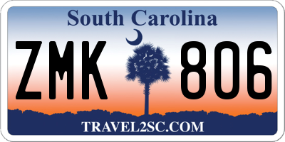 SC license plate ZMK806
