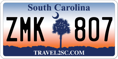 SC license plate ZMK807