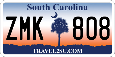 SC license plate ZMK808