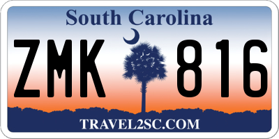 SC license plate ZMK816
