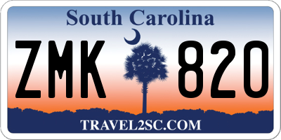 SC license plate ZMK820