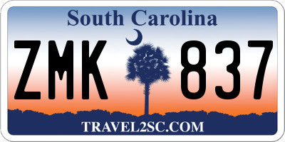 SC license plate ZMK837