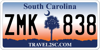 SC license plate ZMK838