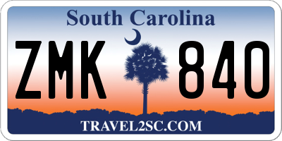 SC license plate ZMK840