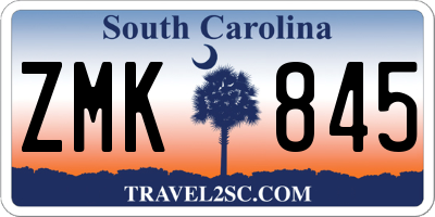 SC license plate ZMK845