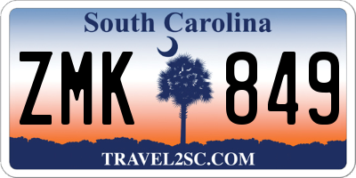 SC license plate ZMK849