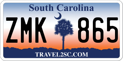 SC license plate ZMK865