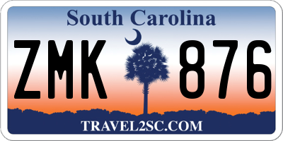 SC license plate ZMK876