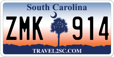 SC license plate ZMK914
