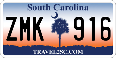 SC license plate ZMK916
