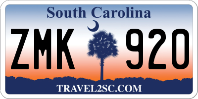 SC license plate ZMK920