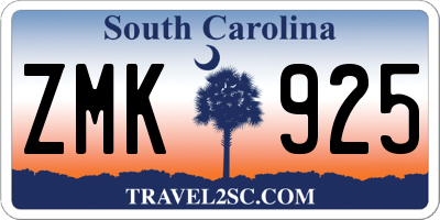 SC license plate ZMK925