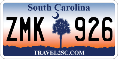 SC license plate ZMK926