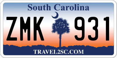 SC license plate ZMK931