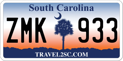 SC license plate ZMK933
