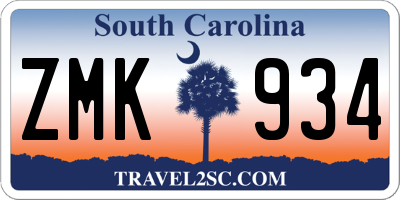 SC license plate ZMK934