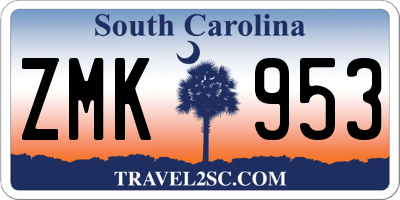 SC license plate ZMK953
