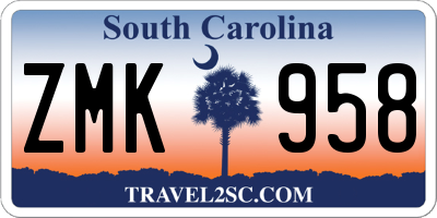SC license plate ZMK958