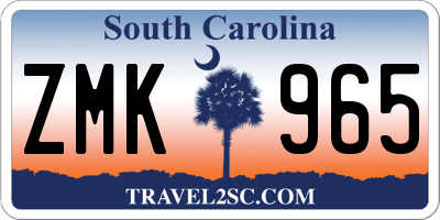 SC license plate ZMK965