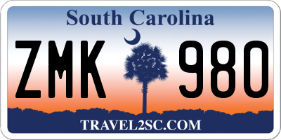 SC license plate ZMK980