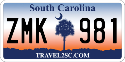 SC license plate ZMK981