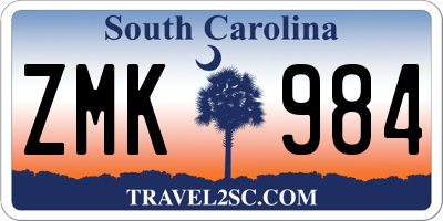 SC license plate ZMK984