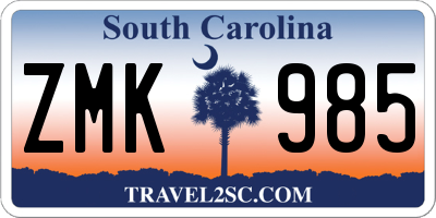 SC license plate ZMK985