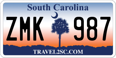 SC license plate ZMK987