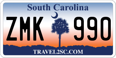 SC license plate ZMK990