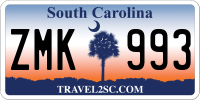 SC license plate ZMK993
