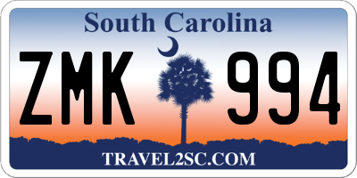SC license plate ZMK994