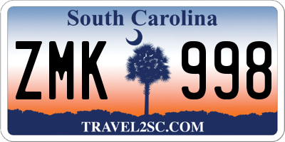 SC license plate ZMK998