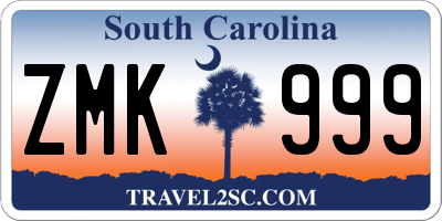 SC license plate ZMK999