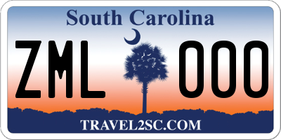 SC license plate ZML000