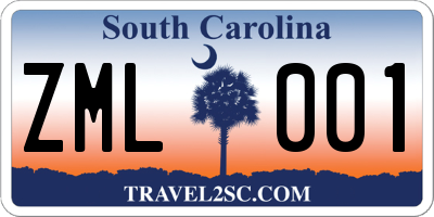 SC license plate ZML001