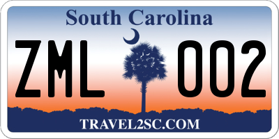 SC license plate ZML002