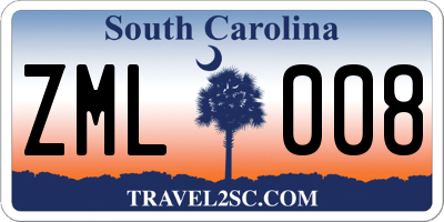 SC license plate ZML008