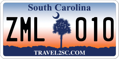 SC license plate ZML010