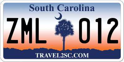 SC license plate ZML012