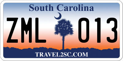 SC license plate ZML013