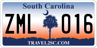 SC license plate ZML016