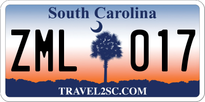 SC license plate ZML017
