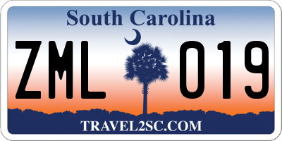 SC license plate ZML019