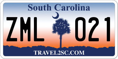SC license plate ZML021