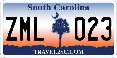 SC license plate ZML023