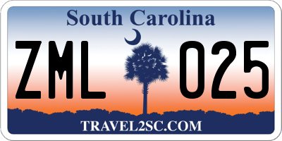 SC license plate ZML025