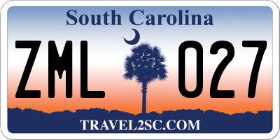 SC license plate ZML027