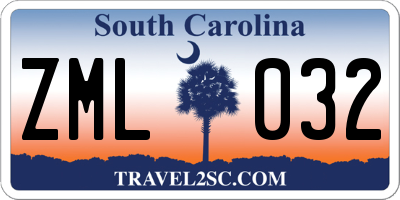 SC license plate ZML032