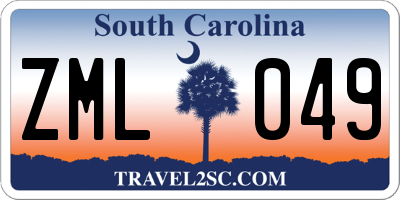 SC license plate ZML049